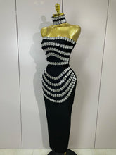 2025 Women Sexy Backless Strapless Black Beading Long Bandage Bodycon Dress  Celebrity Elegant Evening Luxury Birthday Dresses